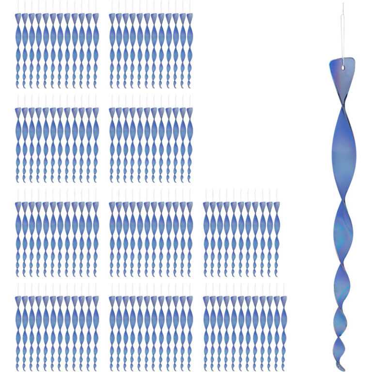 120 x Vogelabwehr Spirale, reflektierend, Vogelvertreiber Balkon & Garten, Windspirale, 40 cm lang, Vogelschreck, blau