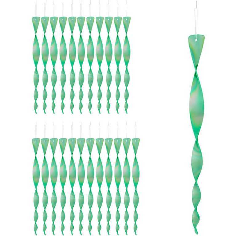 24 x Vogelabwehr Spirale, reflektierend, Vogelvertreiber Balkon & Garten, Windspirale, 40 cm lang, Vogelschreck, grün