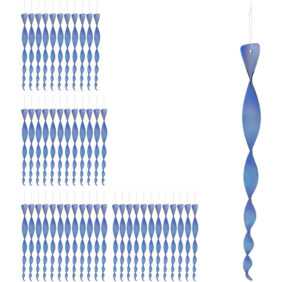 48 x Vogelabwehr Spirale, reflektierend, Vogelvertreiber Balkon & Garten, Windspirale, 40 cm lang, Vogelschreck, blau