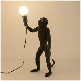Barcelonaled - Exotische Affenlampe aus Harz 'micu'. - Negro