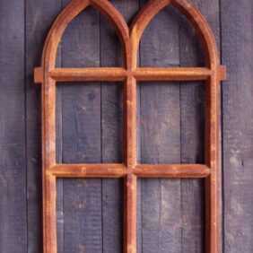 Eisenfenster Stallfenster mit Rundbogen, Fenster für eine Gartenmauer V 98 x 54