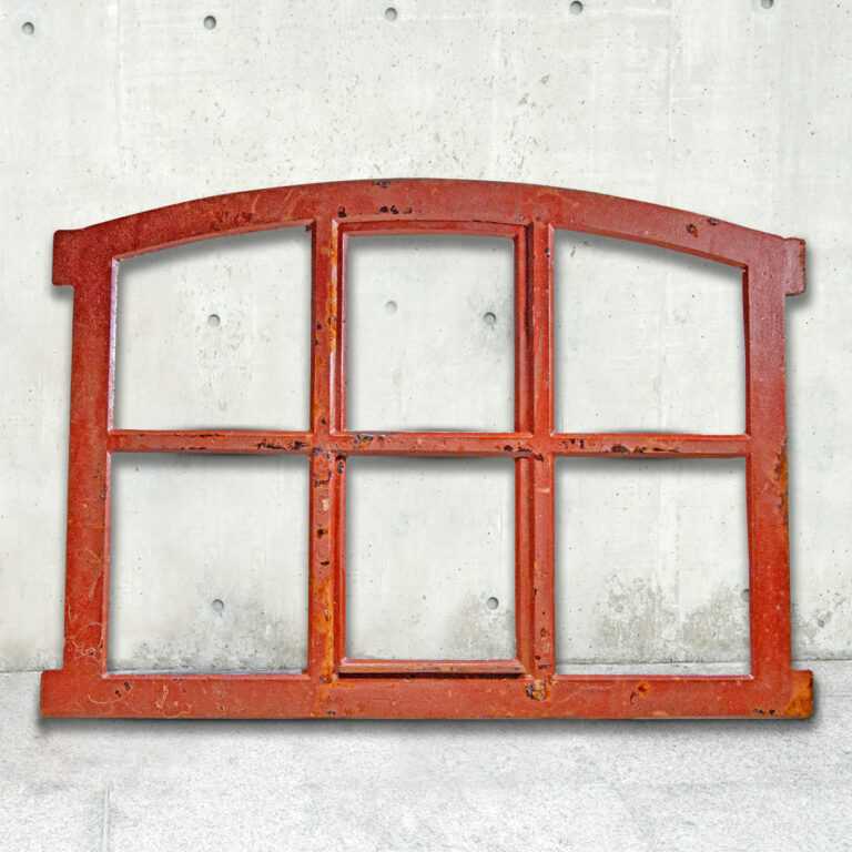 Eisenfenster für Gartenmauer, Stallfenster, Deko | Eisen, Rot | H43,0xB60,0cm