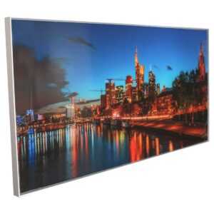Frankfurt Skyline Nacht 140 x 70 cm Acrylglasdruck Wandbild mit Holzrahmen