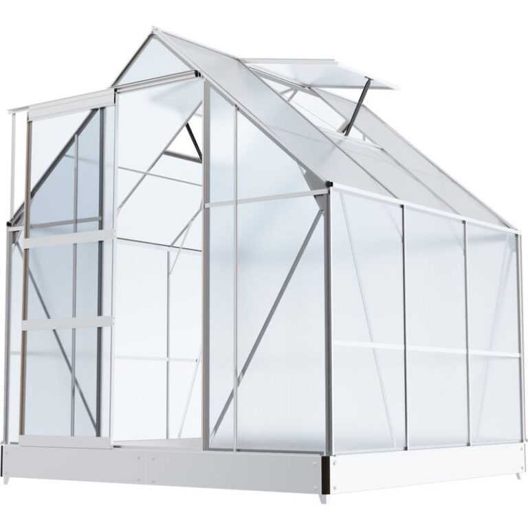Gewächshaus aus Aluminium 190x190 cm inkl. Fundament, 4mm Wandstärke mit Dachfenster, Schiebetür, UV-Schutz - Tronitechnik