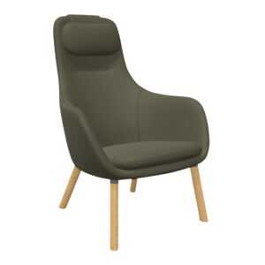 HAL Lounge Chair Ledersessel, Lederbezug premium f red stone 22, Untergestell eiche natur, naturholz-schutzlack 10, Gleiter filzgleiter für harte b...