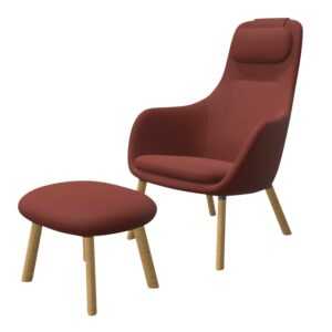 HAL Lounge Chair Ledersessel & Ottoman, Lederbezug premium f red stone 22, Untergestell eiche natur, naturholz-schutzlack 10, Gleiter filzgleiter f...