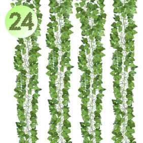 Hengda Efeu Künstlich Girlande 24 Stück Efeu Hängend Girlande Kunstpflanzen 2.4M Efeugirlande Künstlich 80 Blätter Girlande mit 50 Grüne Kabelbinder