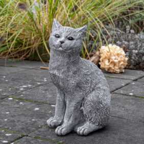 Katze groß | Steinguss, grau | H 30cm x T 20cm