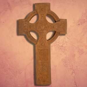 Keltisches Kreuz, Rost-Optik, Grab Dekoration, Steinkreuz Antik
