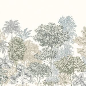 Komar Vliestapete "Painted Palms", botanisch-realistisch-natürlich, Inklusive Kleister und Tapezieranleitung