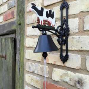 Ländliche Gartenglocke, kunsthandwerkliche Türglocke klangvoll, Glocke mit Kuh