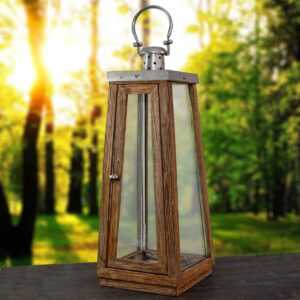 Laterne aus Holz & Metall, Windlicht, Kerzenhalter