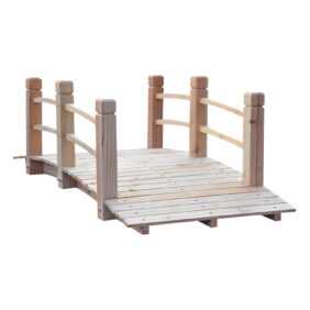 Outsunny® Gartenbrücke Holzbrücke mit Geländer bis 180 kg Tannenholz