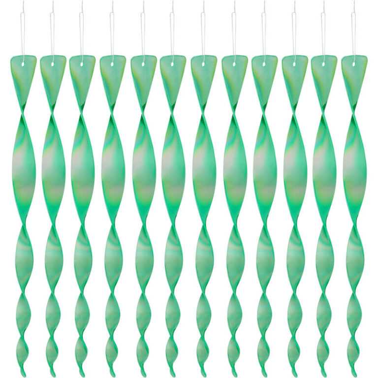 Relaxdays - 12 x Vogelabwehr Spirale, reflektierend, Vogelvertreiber Balkon & Garten, Windspirale, 40 cm lang, Vogelschreck, grün