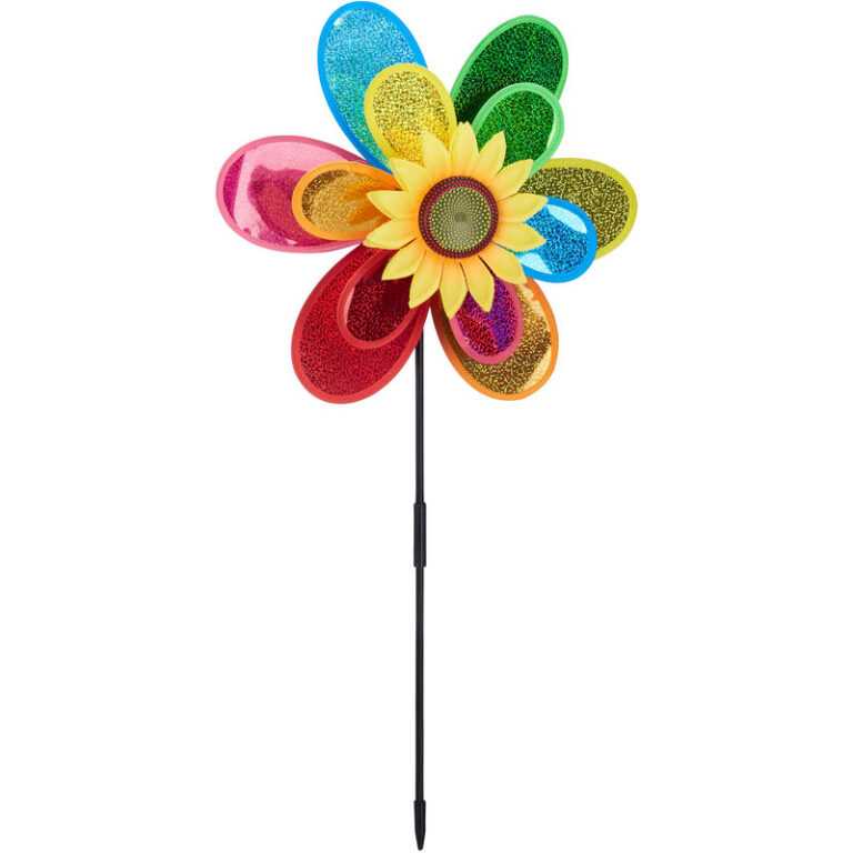 Relaxdays - Windrad Blume, dekorativer Blumenstecker, Gartendeko für Balkon oder Terrasse, hbt 74,5 x 37,5 x 14 cm, bunt