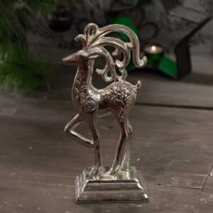 Rentier Figur, Silber, Aluminiumfigur, Tiere, Tierfiguren, Dekoration