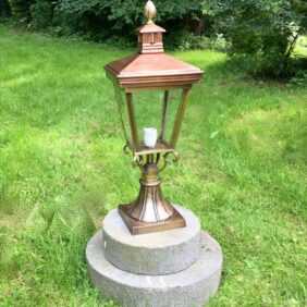 Sockellampe Messing+Kupfer, Nostalgie Gartenlampe Außenlampe Landhausstil-antik