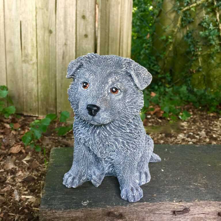 Tierfiguren Hundefiguren - Steinfiguren Hunde Schäferhund Welpe Gartendeko