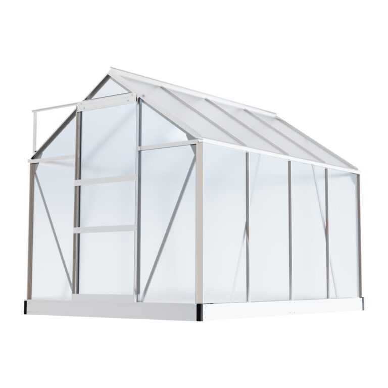 TroniTechnik Gewächshaus GH05 Aluminium 4mm inkl. Fundament mit Dachfenster, Schiebetür, UV-Schutz