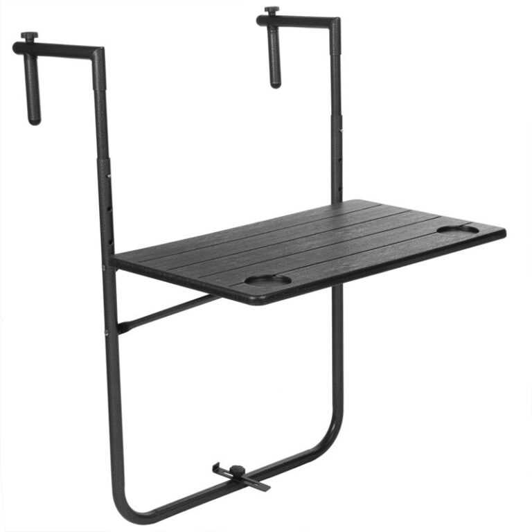 Verstellbarer rechteckiger Tisch für Balkon 60x36cm schwarz - Primematik