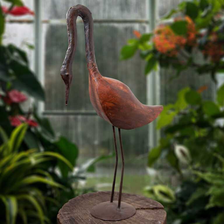 Vogelfigur, L, Gartenfigur, Metallfigur, Kranich, Tierfiguren, - 43 cm x 23 cm