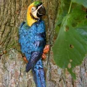 Blauer Papagei -Wanddekoration Ara, tolle Dekoration Garten + Baum Tierfiguren