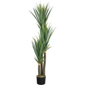 Künstliche Yucca Palme Yuccapalme Palmlilie Pflanze Kunstpflanze Deko Kunstbaum Zimmerpflanze künstlich im Kunststofftopf Plastikpflanze 150 cm