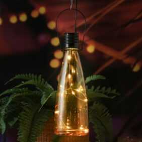LED Solar Flasche - Glas - hängend/stehend - LED Drahtlichterkette ...