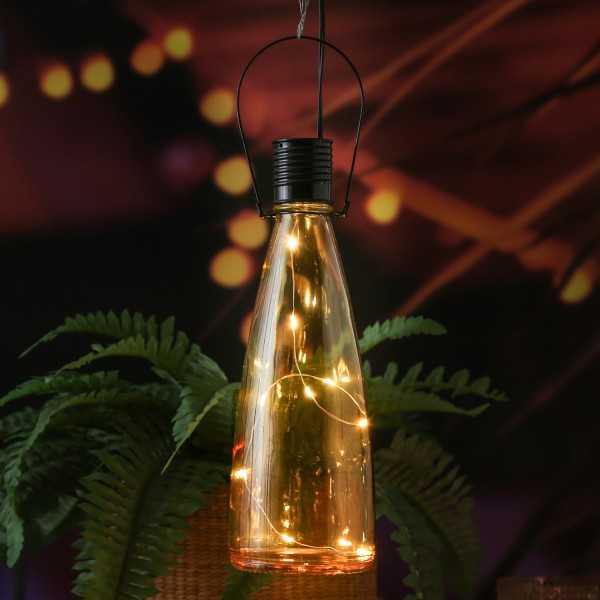 LED Solar Flasche - Glas - hängend/stehend - LED Drahtlichterkette ...