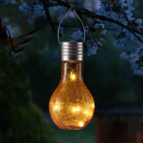 LED Solar Glühbirne CRACKLE GLOW - warmweiße LED Drahtlichterkette ...