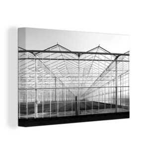 OneMillionCanvasses® Leinwandbild Gewächshaus in der Region Westland in den Niederlanden - schwarz und, (1 St), Wandbild Leinwandbilder, Aufhängefertig, Wanddeko