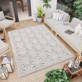 Carpet City Teppich "In-& Outdoorteppich Santorini 58369, 3D-Effekt, Raute-Optik", rechteckig, 5 mm Höhe, Wetterfest & UV-beständig für Terrasse, Balkon, Küche, Flur