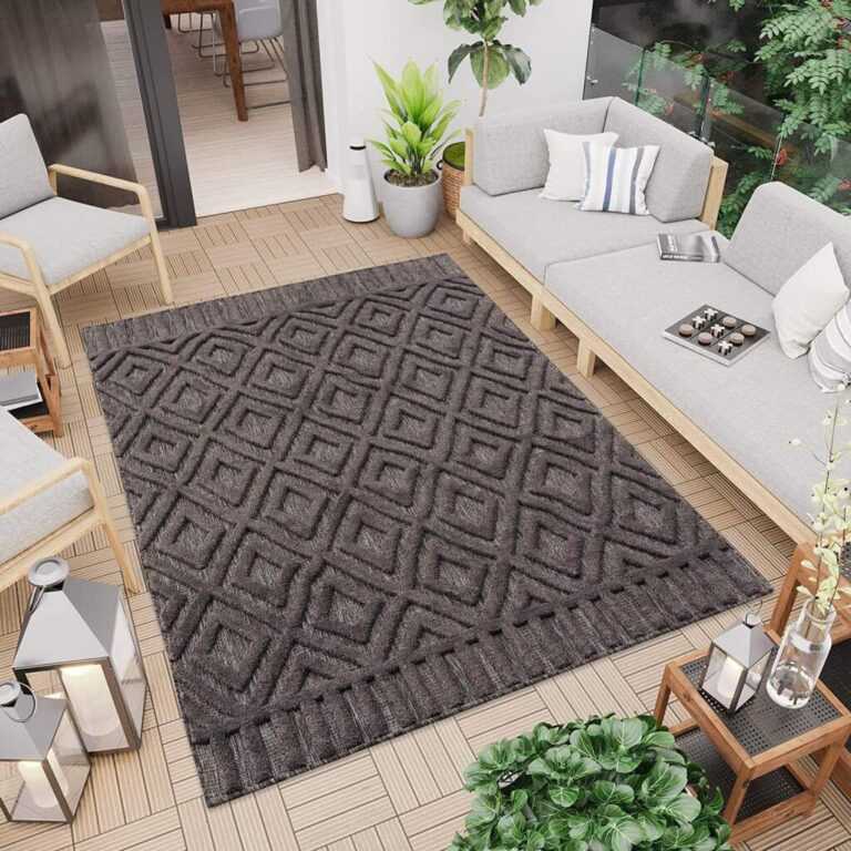 Carpet City Teppich "In-& Outdoorteppich Santorini 58377, 3D-Effekt, Raute-Optik", rechteckig, 5 mm Höhe, Wetterfest & UV-beständig für Terrasse, Balkon, Küche, Flur