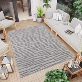 Carpet City Teppich "In-& Outdoorteppich Santorini 58394, 3D-Effekt, Streifen", rechteckig, 5 mm Höhe, Wetterfest & UV-beständig für Terrasse, Balkon, Küche, Flur