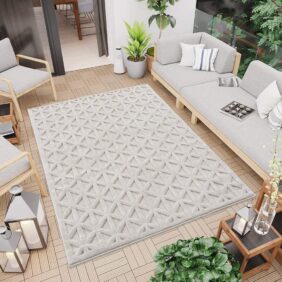Carpet City Teppich "In-& Outdoorteppich Santorini 58500, 3D-Effekt, Raute-Optik", rechteckig, 5 mm Höhe, Wetterfest & UV-beständig für Terrasse, Balkon, Küche, Flur