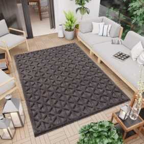 Carpet City Teppich "In-& Outdoorteppich Santorini 58500, 3D-Effekt, Raute-Optik", rechteckig, 5 mm Höhe, Wetterfest & UV-beständig für Terrasse, Balkon, Küche, Flur