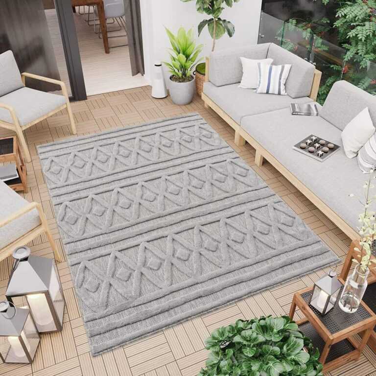 Carpet City Teppich "In-& Outdoorteppich Santorini 58538, 3D-Effekt, Raute-Optik", rechteckig, 5 mm Höhe, Wetterfest & UV-beständig für Terrasse, Balkon, Küche, Flur