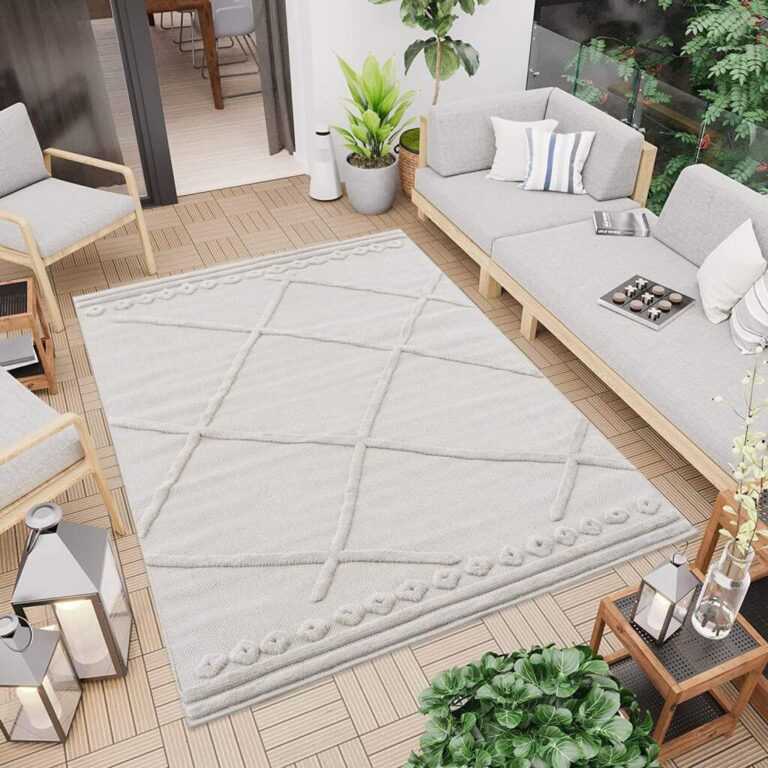 Carpet City Teppich "In-& Outdoorteppich Santorini 58578, 3D-Effekt, Raute-Optik", rechteckig, 5 mm Höhe, Wetterfest & UV-beständig für Terrasse, Balkon, Küche, Flur