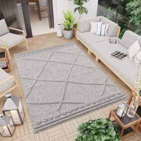Carpet City Teppich "In-& Outdoorteppich Santorini 58578, 3D-Effekt, Raute-Optik", rechteckig, 5 mm Höhe, Wetterfest & UV-beständig für Terrasse, Balkon, Küche, Flur