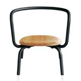 Parrish Lounge Chair Sessel, Gestell aluminium, schwarz pulverbeschichtet, Sitz ahornholz