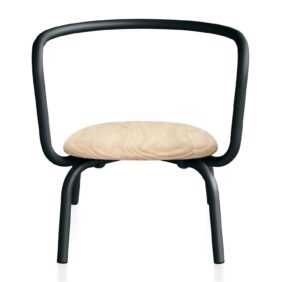 Parrish Lounge Chair Sessel, Gestell aluminium, schwarz pulverbeschichtet, Sitz holz, accoya