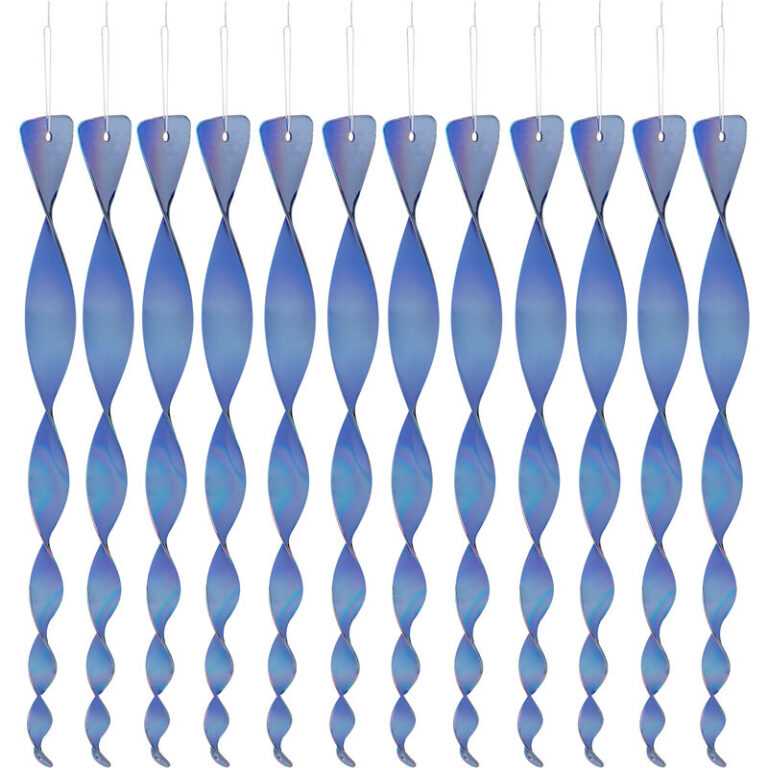 Relaxdays - 12 x Vogelabwehr Spirale, reflektierend, Vogelvertreiber Balkon & Garten, Windspirale, 40 cm lang, Vogelschreck, blau