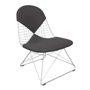 Wire Lounge Chair LKR-2 Sessel, Gestell basic dark pulverbeschichtet (glatt), Stoff Hopsak F60 meerblau/elfenbein, Gleiter weiss für hartböden