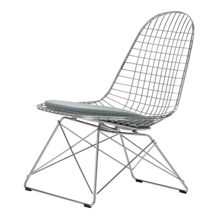 Wire Lounge Chair LKR-5 Sessel, Gestell basic dark pulverbeschichtet (glatt), Sitz Stoff Hopsak F60 senf/dunkelgrau 19, Gleiter weiss für hartböden