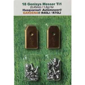 18 titan Ersatz Messer Klingen kompatibel für Husqvarna Automower ® / Gardena Mähroboter (0,45 mm) + Schrauben