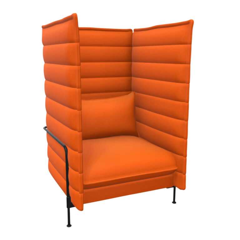 Alcove Fauteuil Highback Lounge Sessel, Bezug stoff laser re, crème, Stahlrohrrahmen tiefschwarz pulverbeschichtet (glatt) 12