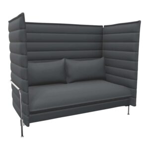 Alcove Highback Lounge 2-Seater Sofa, Bezug stoff laser re, crème, Stahlrohrrahmen tiefschwarz pulverbeschichtet (glatt) 12