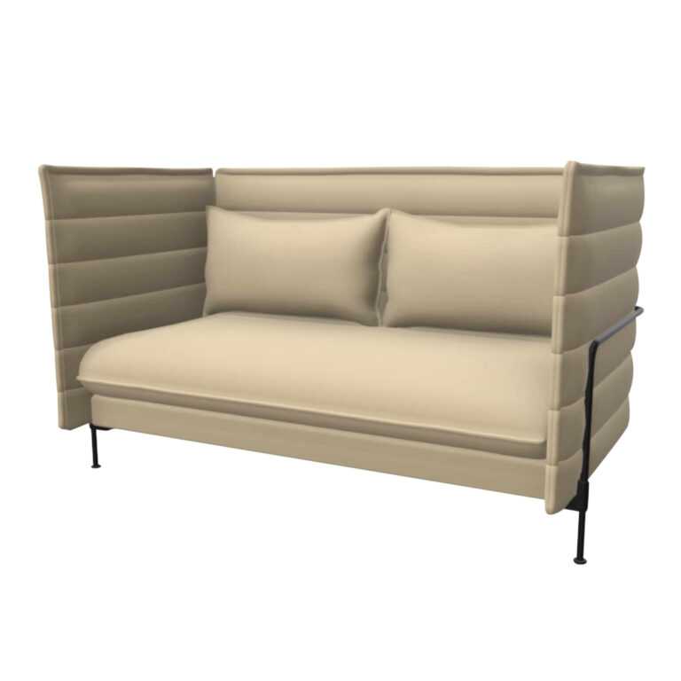 Alcove Lowback Lounge 2-Seater Sofa, Bezug stoff laser re, crème, Stahlrohrrahmen tiefschwarz pulverbeschichtet (glatt) 12