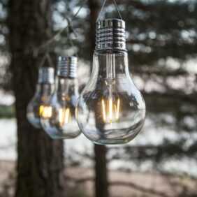 LED Solar XL Glühbirne - warmweißes Filament - H: 18cm - Dämmerungs...