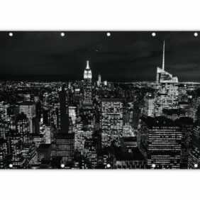 MuchoWow Balkonsichtschutz Skyline - Schwarz - Weiß - New York - Amerika (1-St) Balkonbanner, Sichtschutz für den Balkon, Robustes und wetterfest